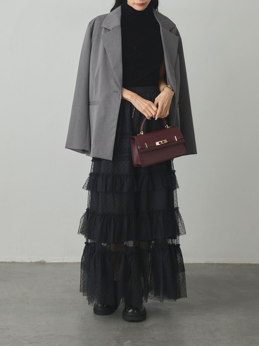 [予約]ドットチュールティアードスカート