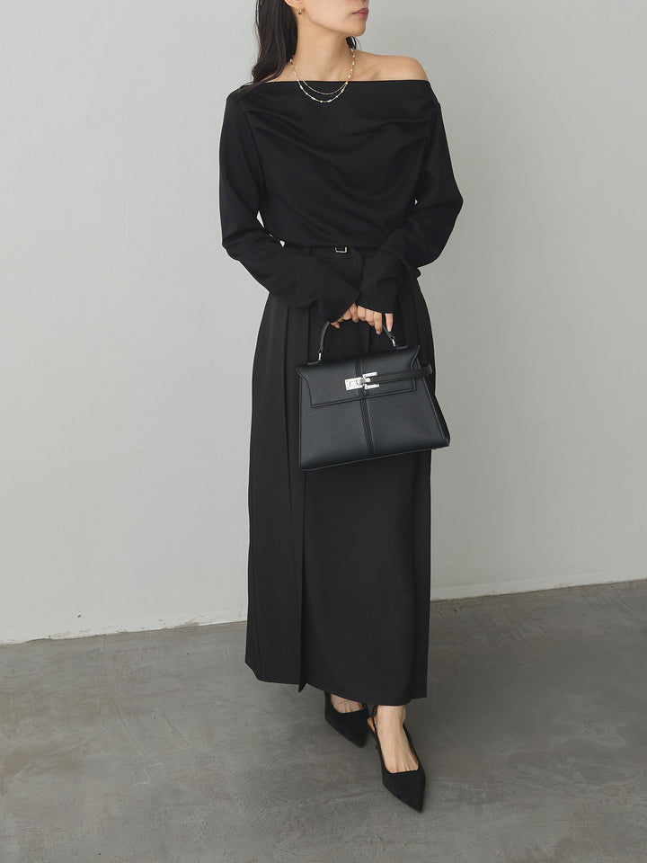 【Essential】2wayショルダードレープカットトップス