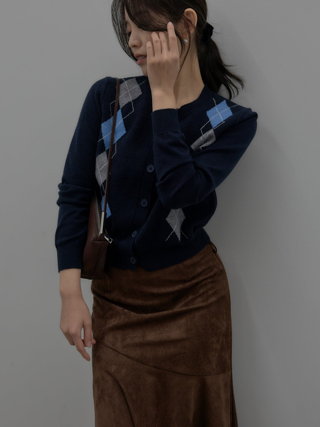 アーガイル柄ニットカーディガン