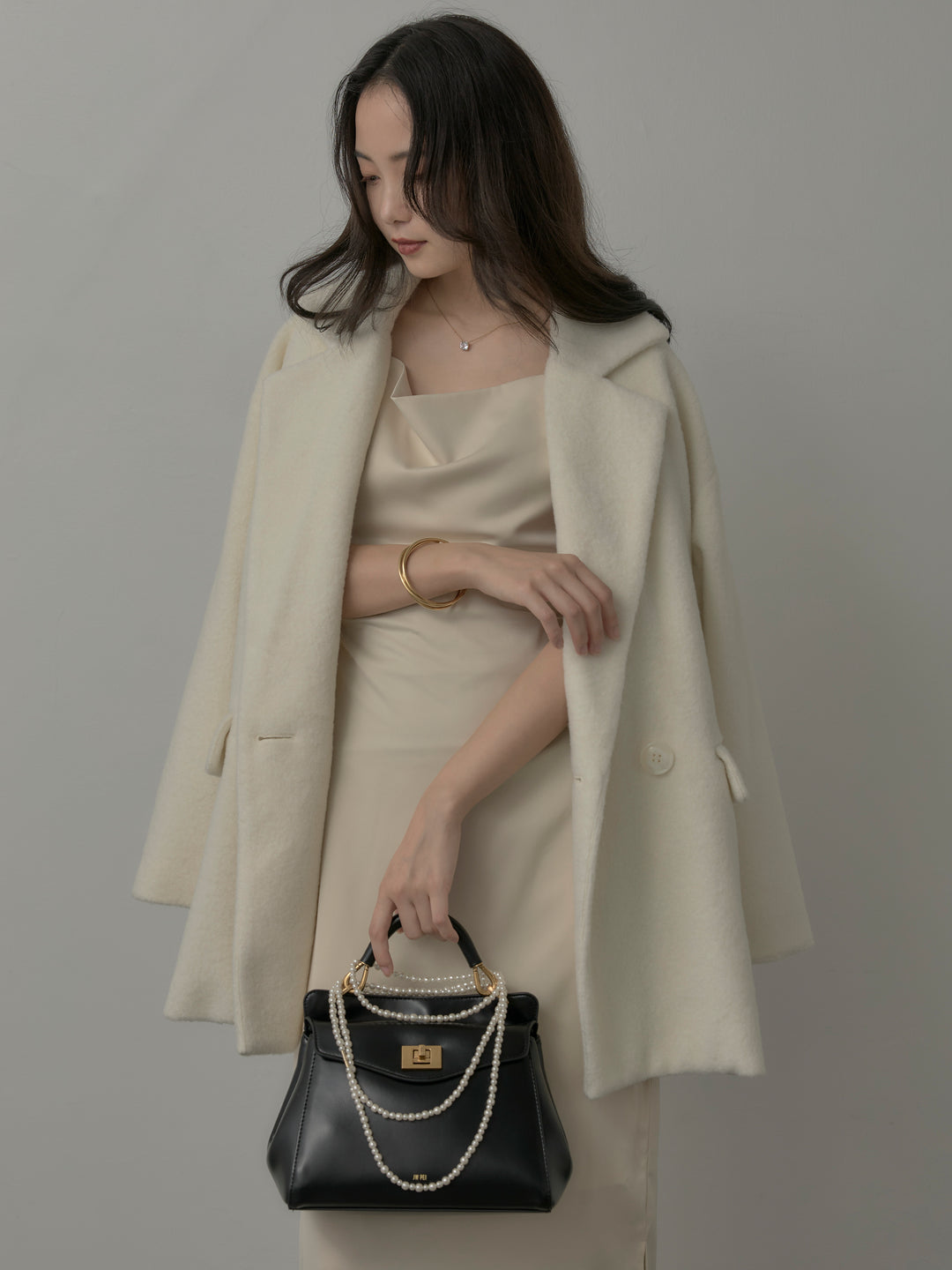 【SET】【Essential】オーバーサイズジャケットコート+【Essential】サテンドレープキャミワンピ(2set)