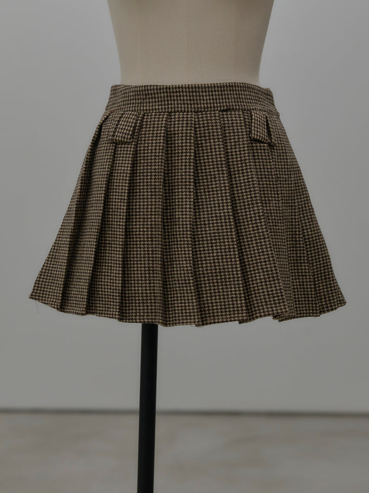 ハウンドトゥースプリーツミニスカート