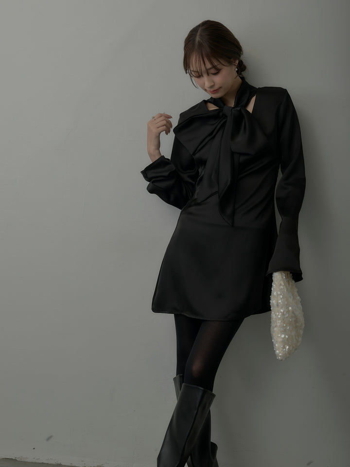 ボウタイサテンミニワンピース