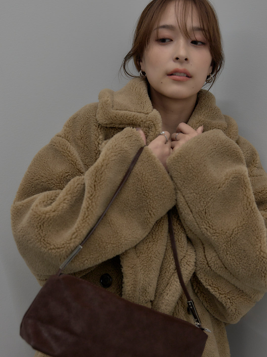 【SET】テディボアロングコート+ベロアバルーンミニスカート(インパン付き)(2set)