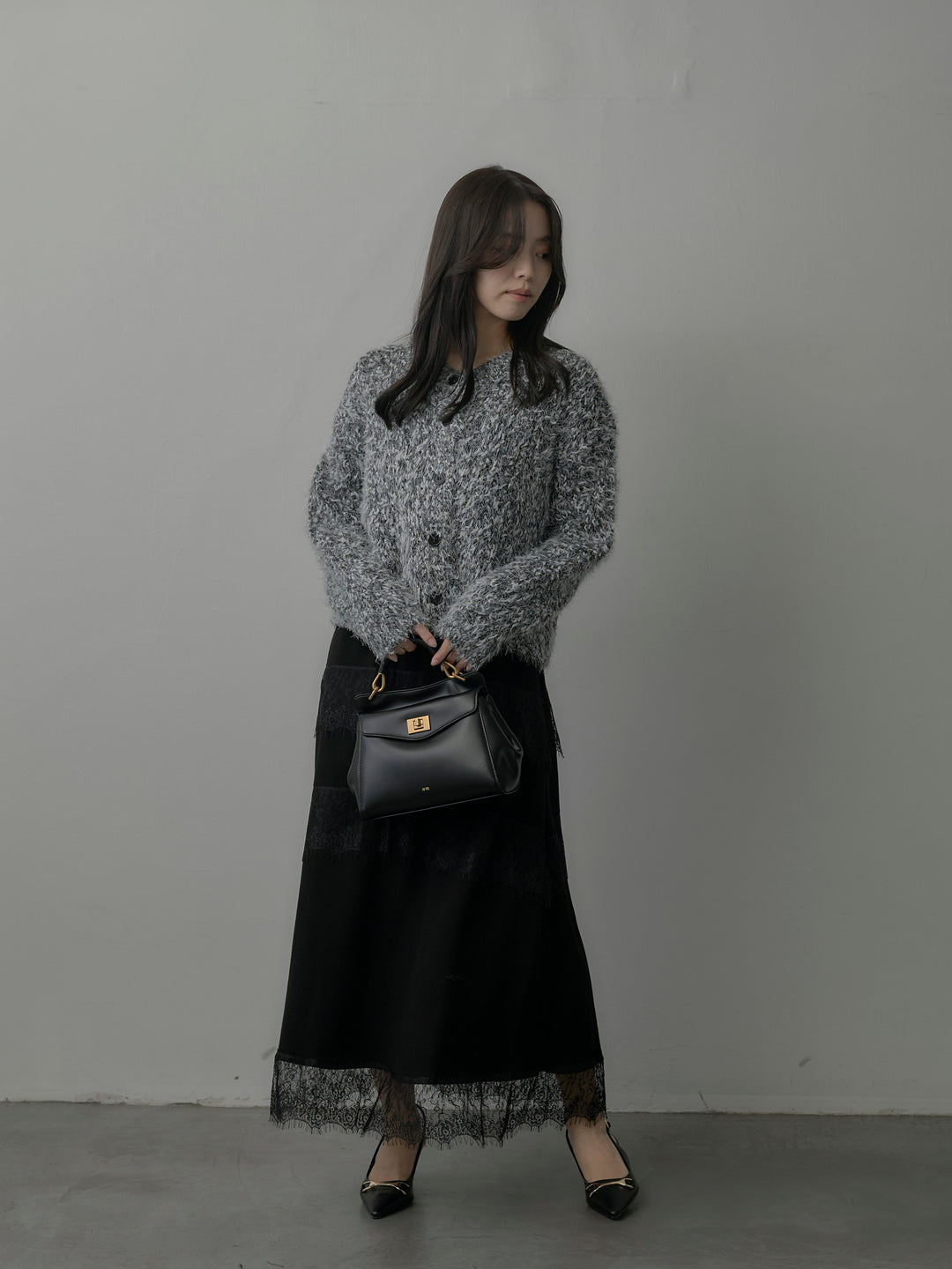 フェザーループニットカーディガン