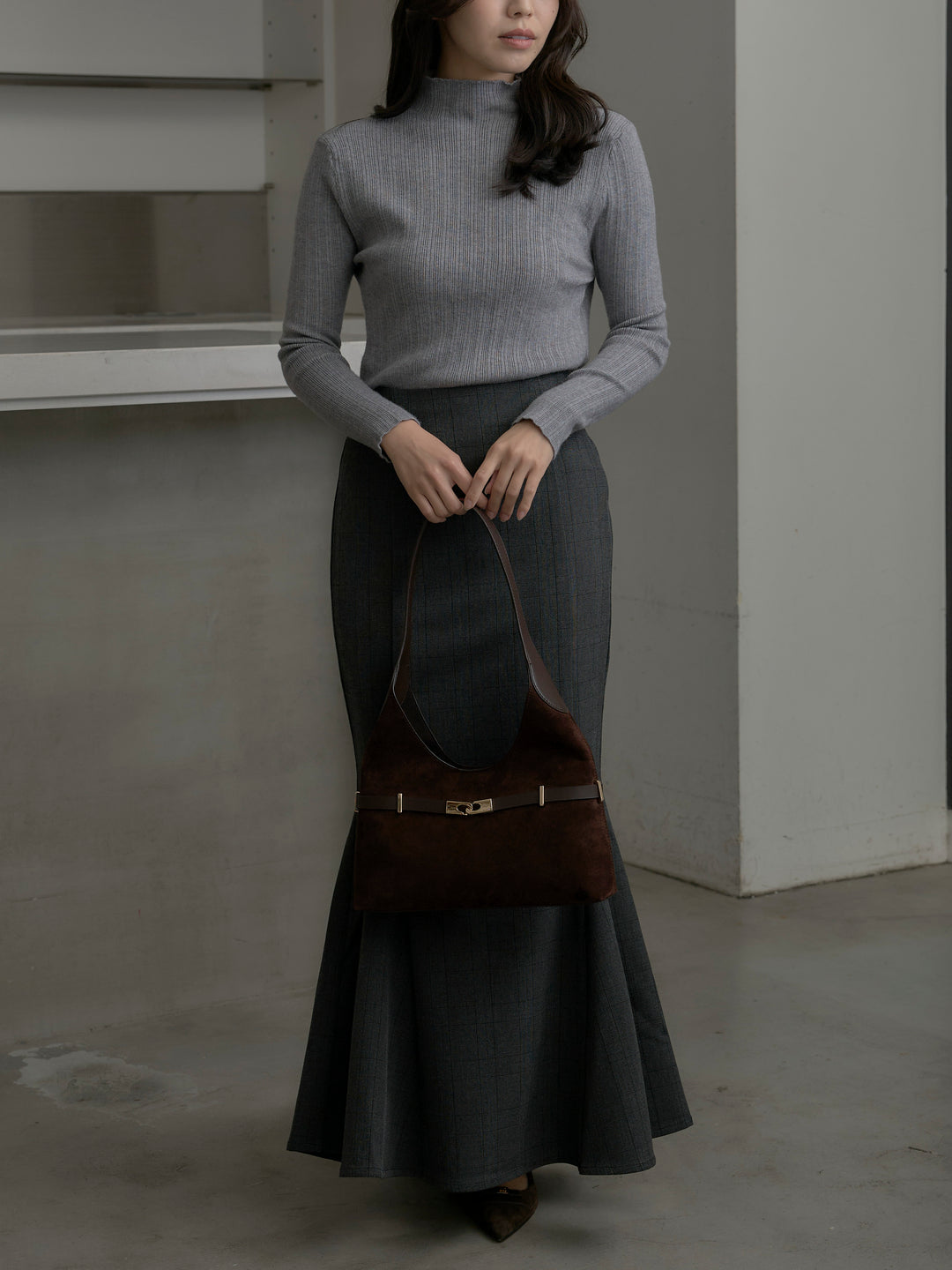 【Essential】チェック柄マーメイドスカート