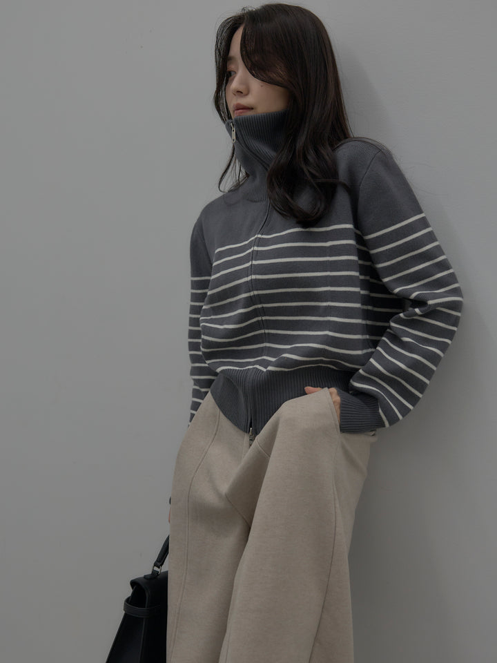 【SET】比翼仕立てサテンシャツ+裏起毛センターシームタックワイドパンツ(2set)