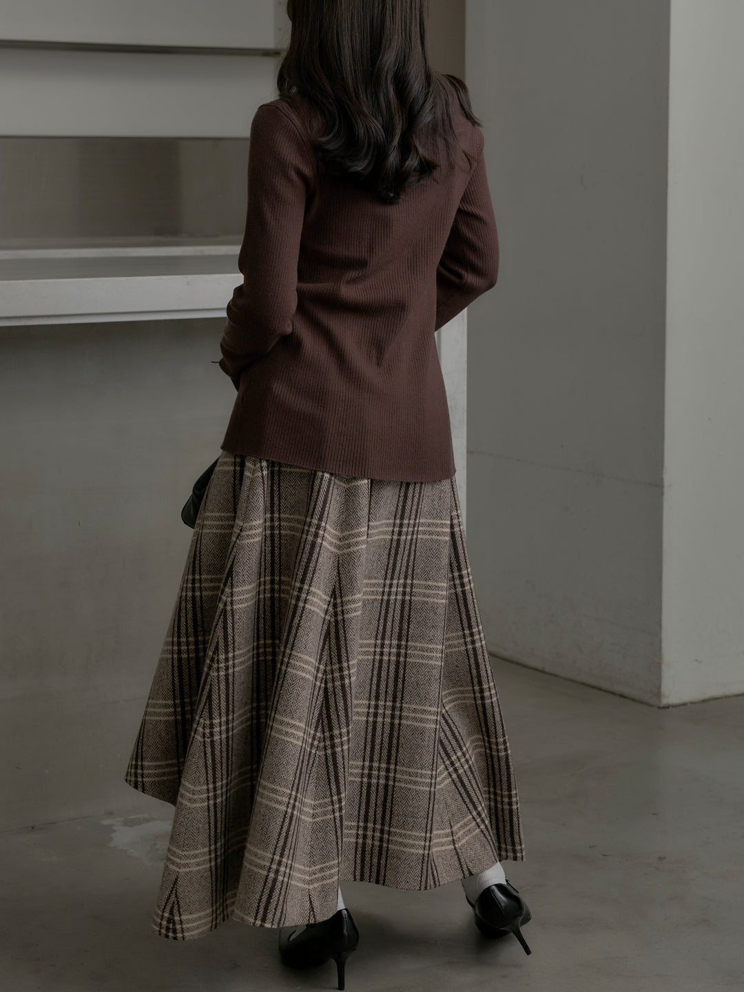 【Essential】クラシカルチェックウールタッチスカート