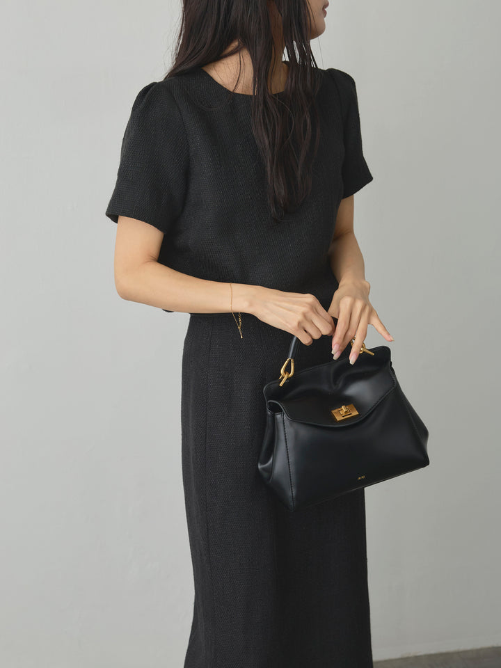 【SET】【Essential】ツイードハーフスリーブトップス+【Essential】ツイードペンシルスカート(2set)