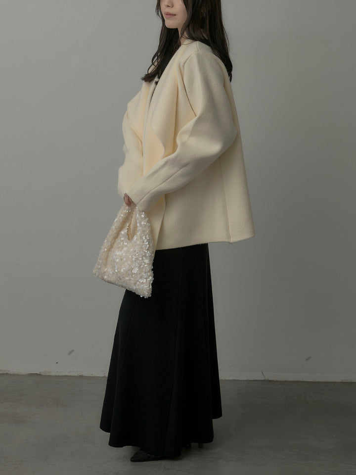 【SET】ショールカラーニットカーディガン+Vネックニットロングワンピース(2set)