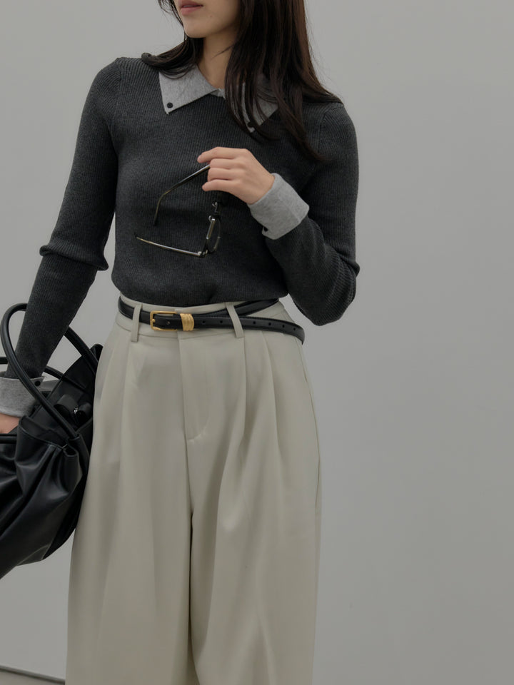 配色カフスニットポロ