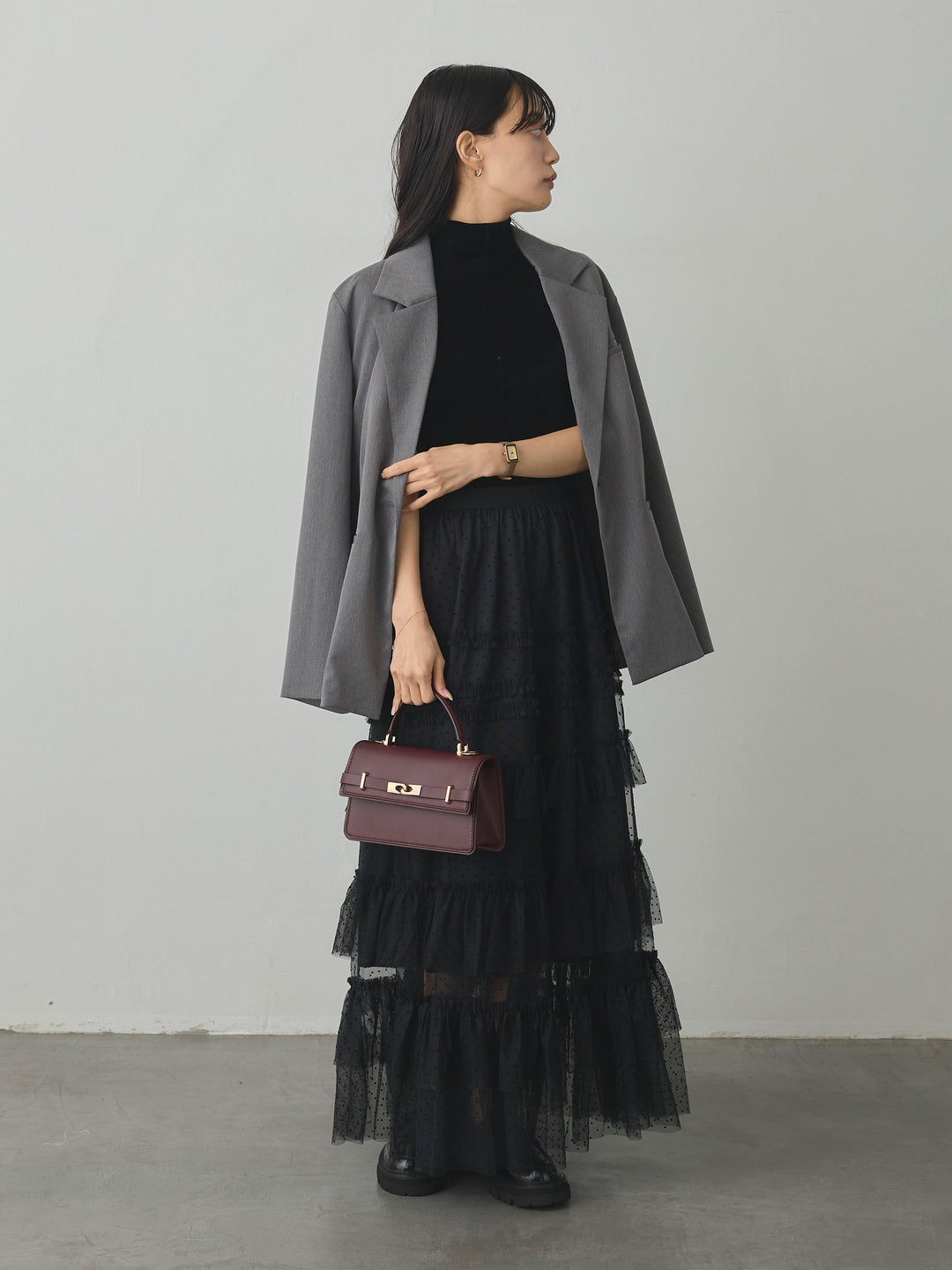 [予約]ドットチュールティアードスカート