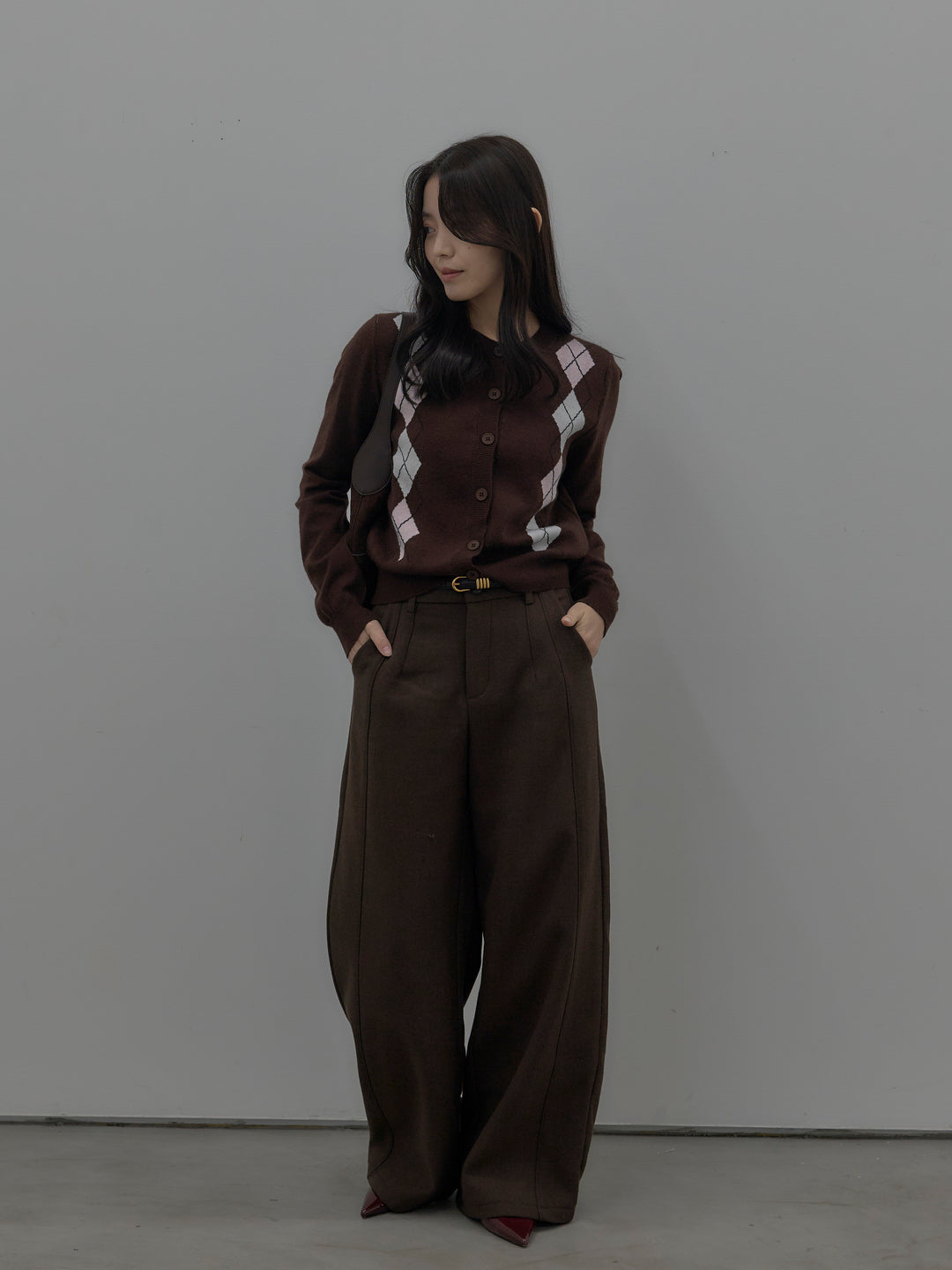 裏起毛デザインワイドパンツ