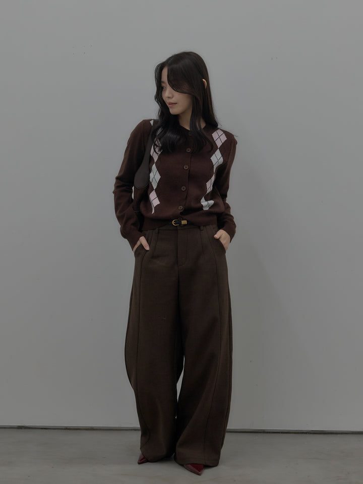 裏起毛デザインワイドパンツ