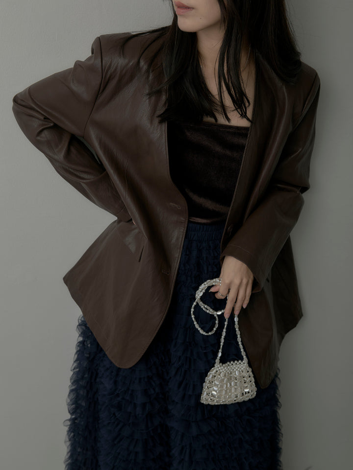 レザーノーカラージャケット