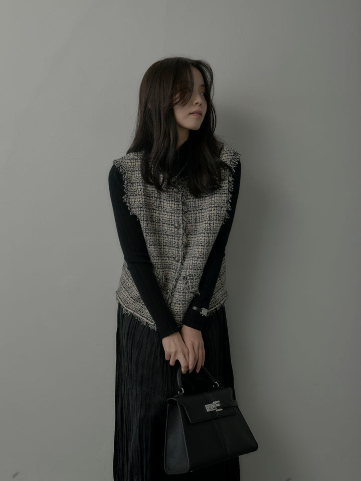 ツイードフリンジベスト