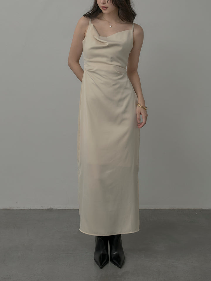 【Essential】サテンドレープキャミワンピ