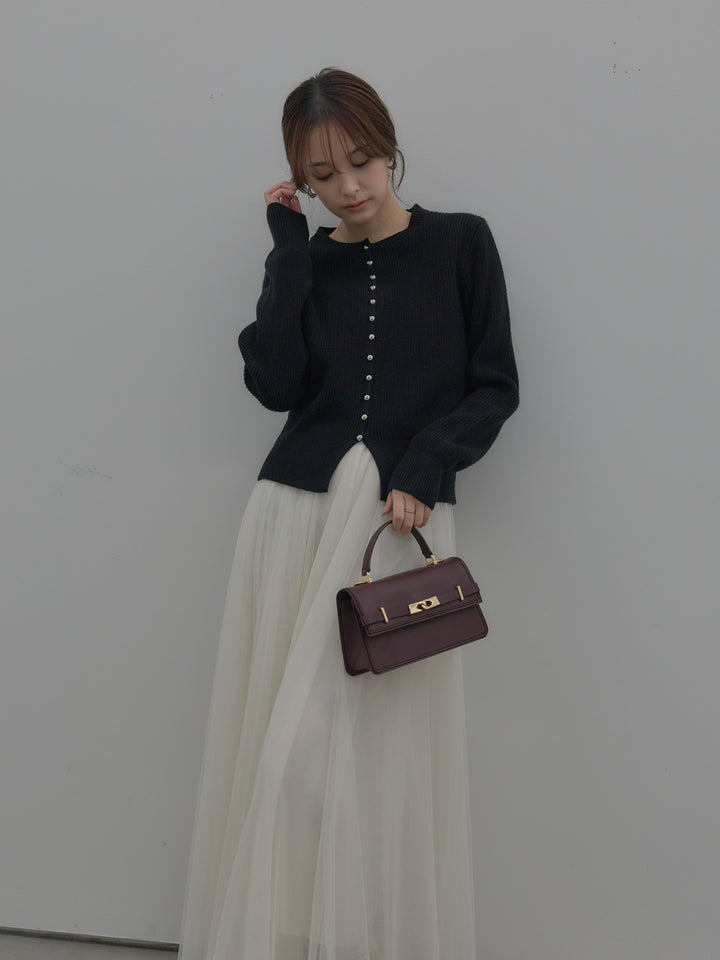 メタルボタンリブニットカーディガン