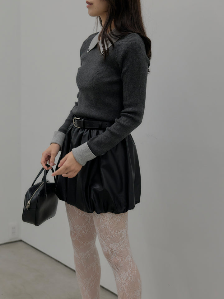 配色カフスニットポロ