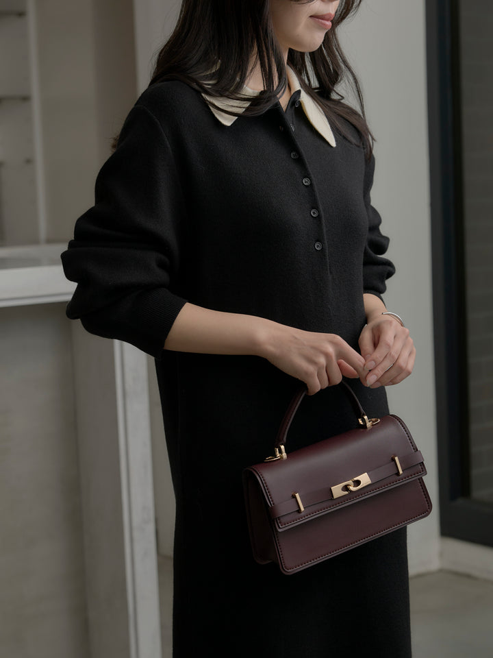 配色ポロニットワンピース