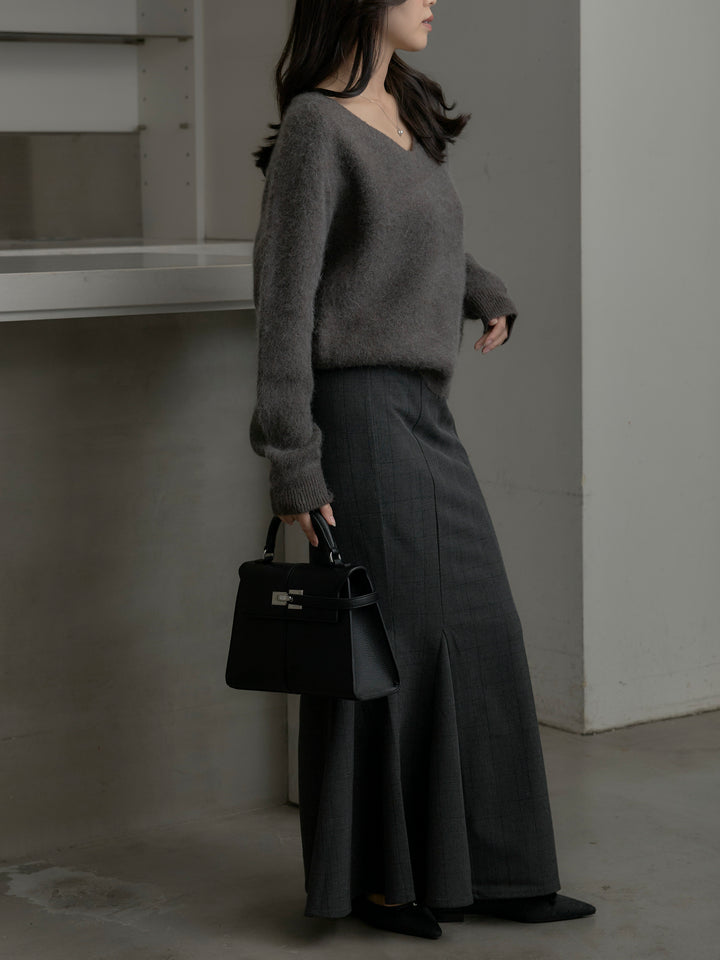 モヘアタッチVネックニットプルオーバー