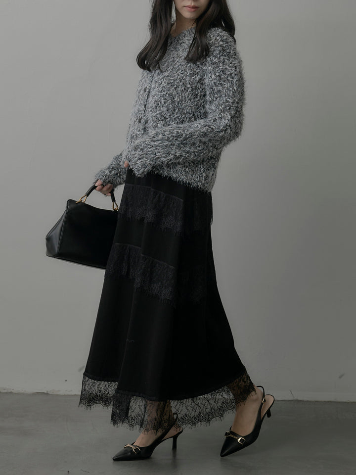 レースデザインフレアスカート