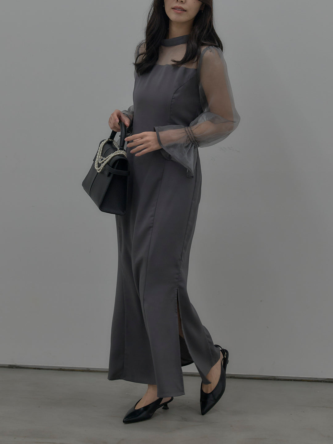 【essential】スタンドカラーマーメイドドレス