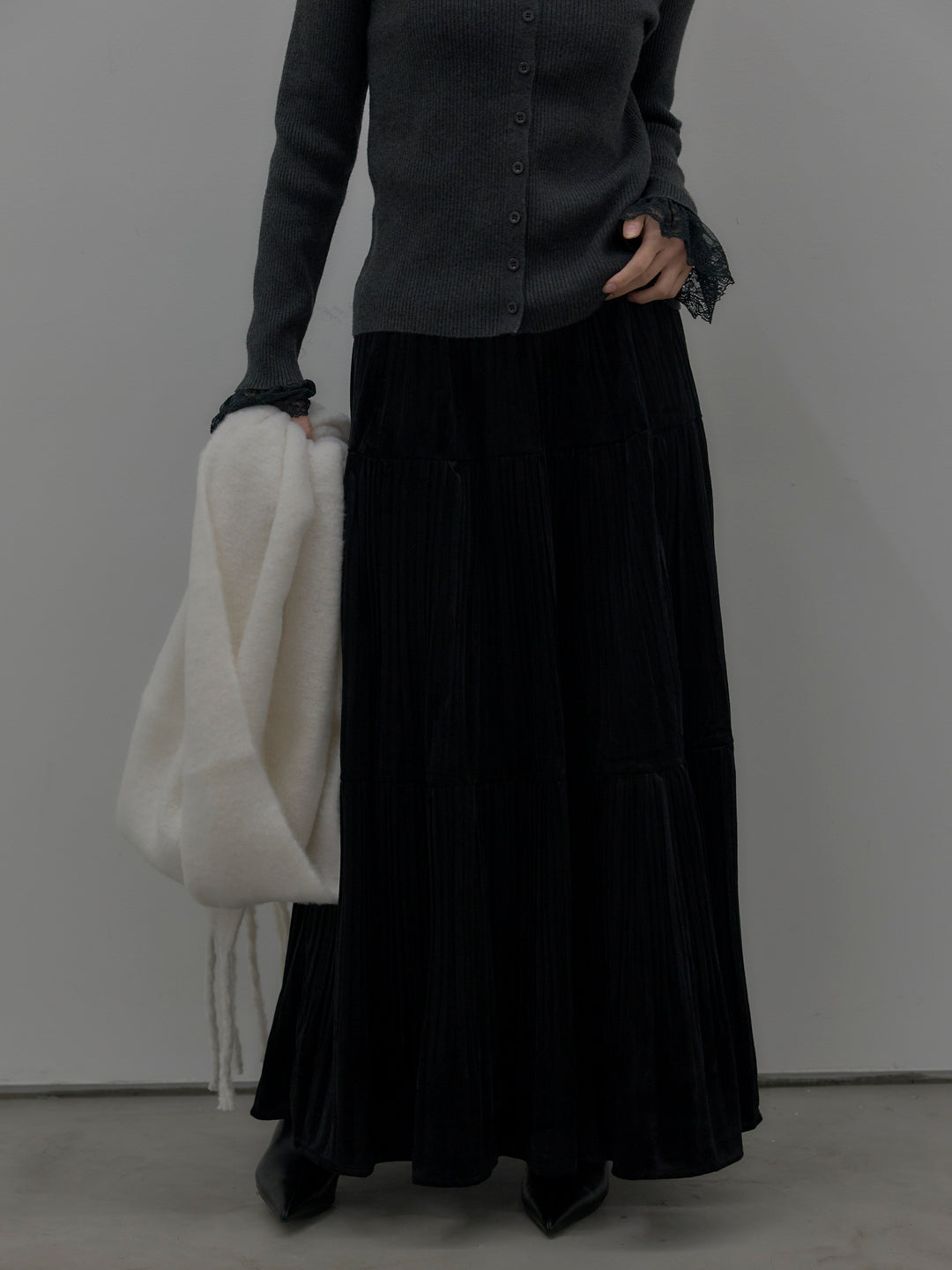 レースドッキングリブニットトップス