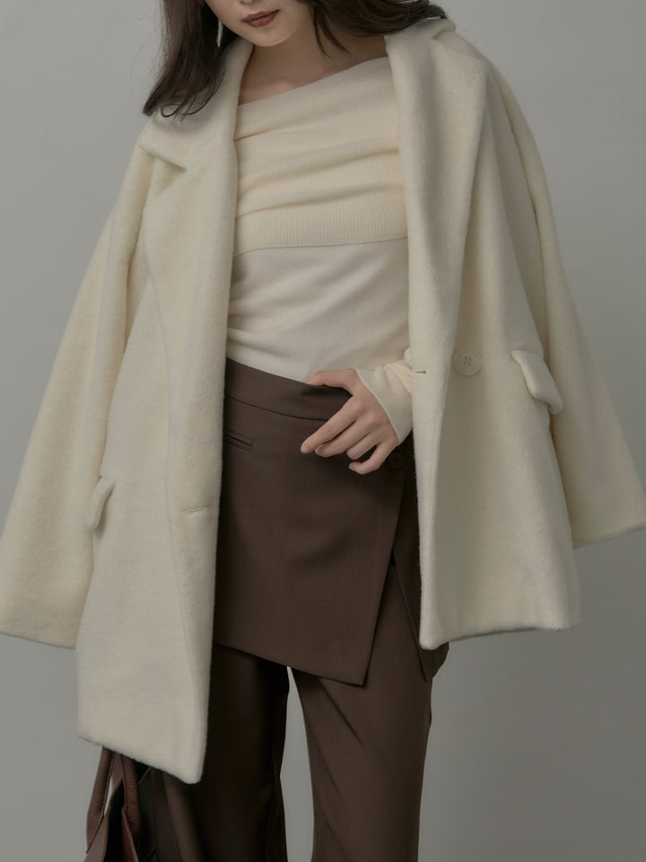 【SET】オフショルリブニットトップス+ラップワイドパンツ(2set)