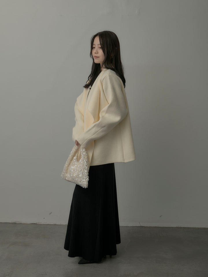 Vネックニットロングワンピース