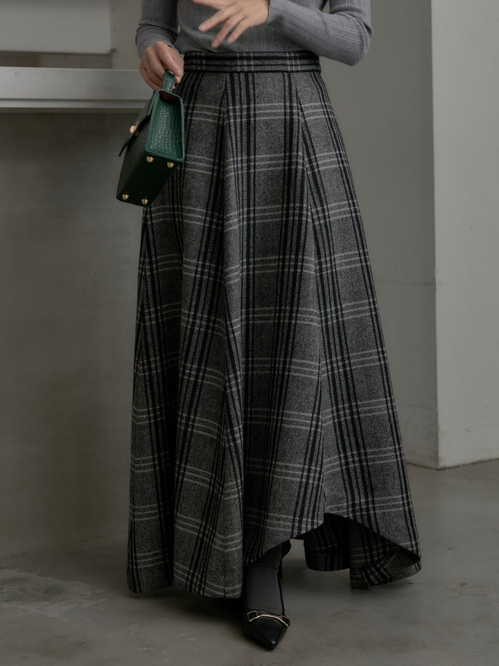 【Essential】クラシカルチェックウールタッチスカート