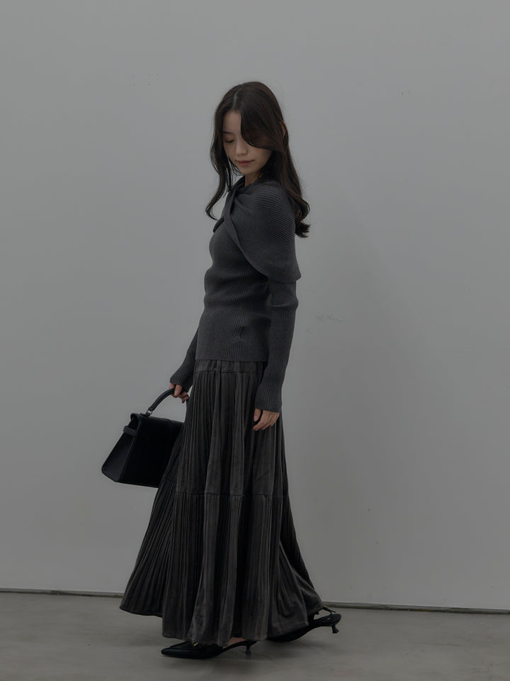 ベロアプリーツティアードスカート