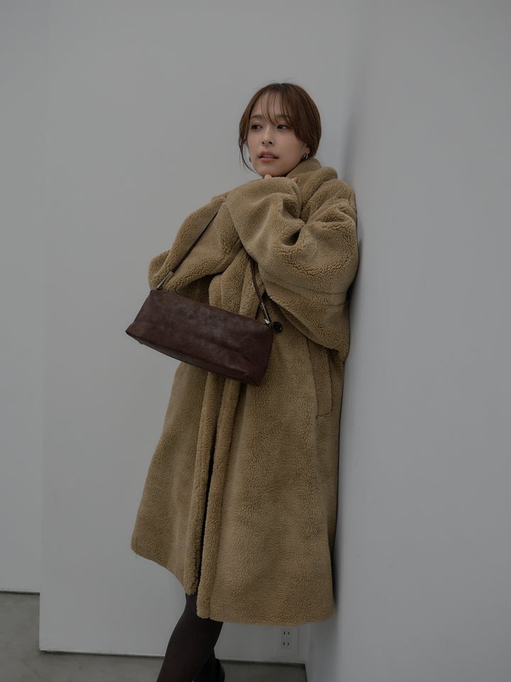 【SET】テディボアロングコート+ベロアバルーンミニスカート(インパン付き)(2set)