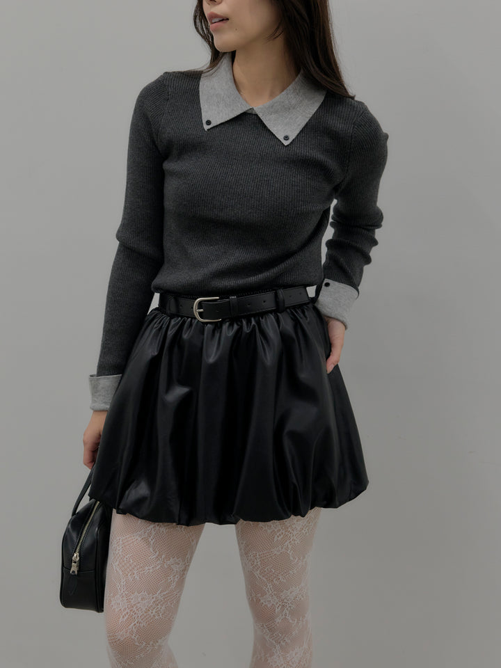 配色カフスニットポロ