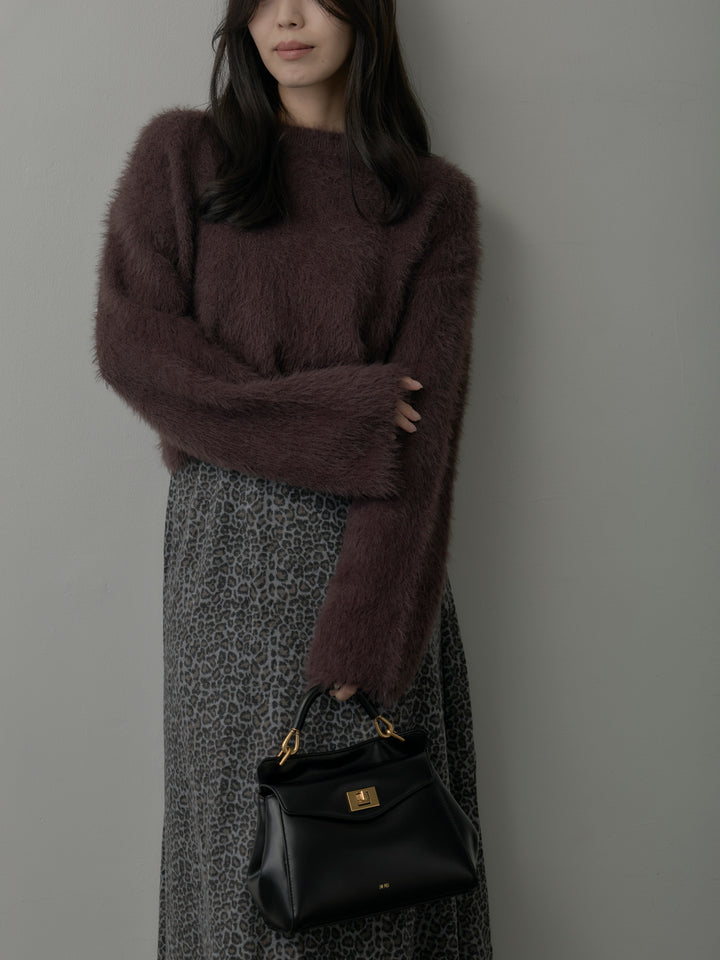 クロップドシャギーニットトップス