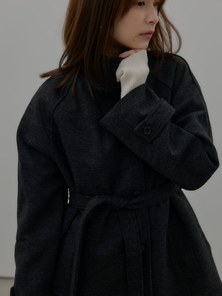 【SET】キルティングライナーウールミディアムコート+スクエアネックリブニット+【Essential】チェック柄マーメイドスカート(3set)