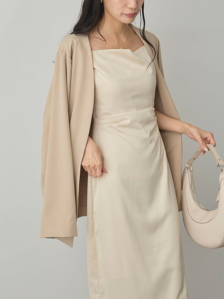 【Essential】フロントホックノーカラージャケット