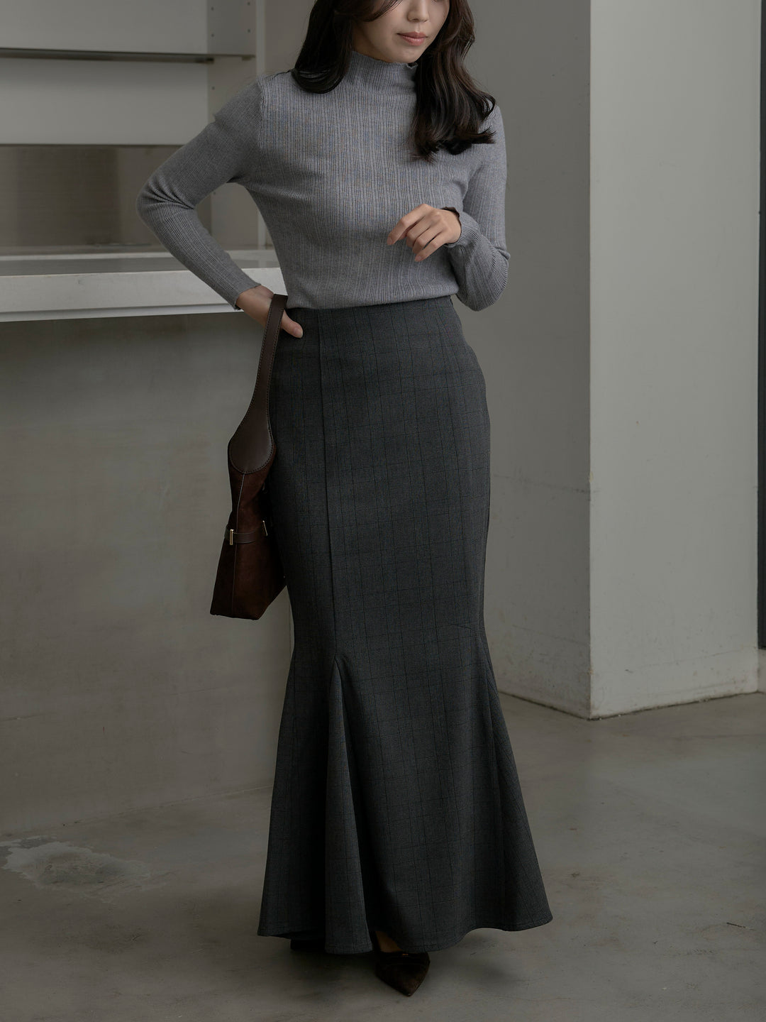 【Essential】チェック柄マーメイドスカート