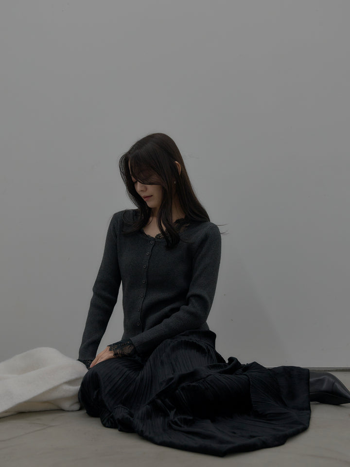 レースドッキングリブニットトップス