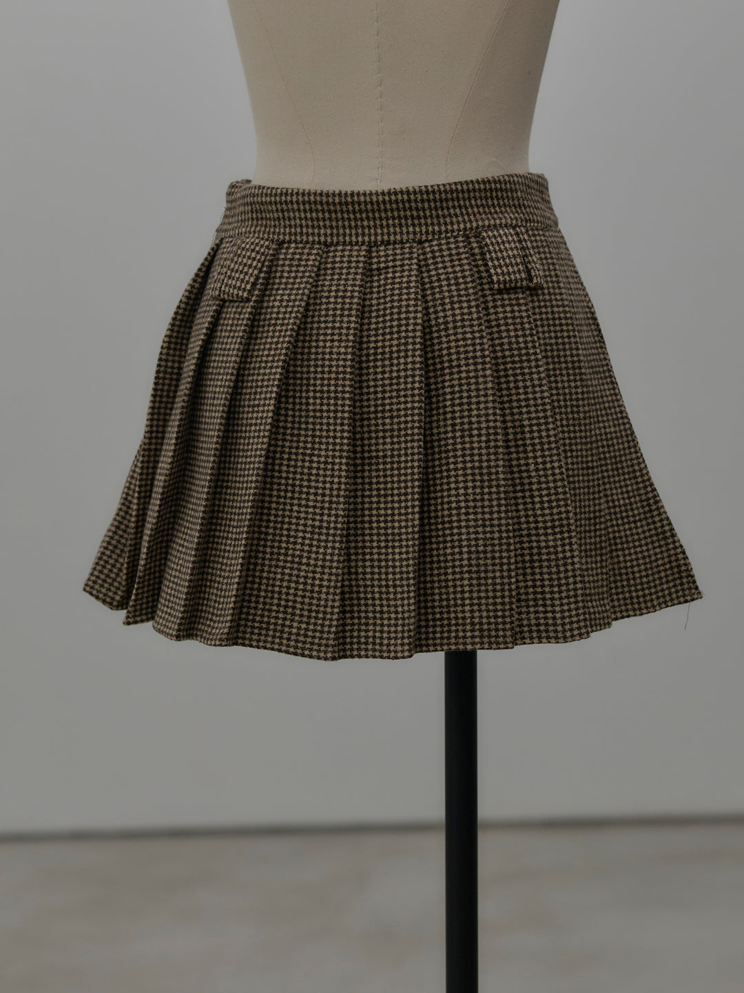 ハウンドトゥースプリーツミニスカート