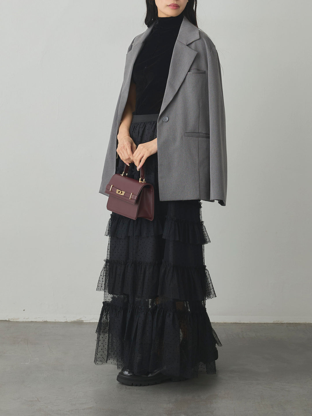 [予約]ドットチュールティアードスカート