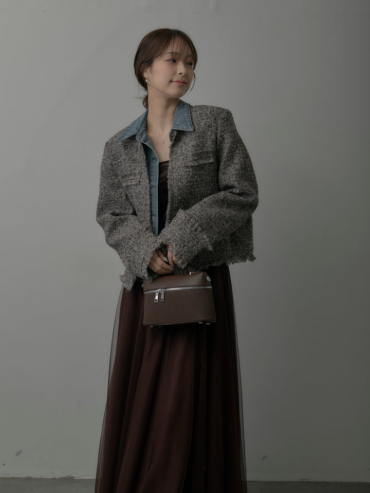 デニムドッキングオーバーサイズツイードジャケット