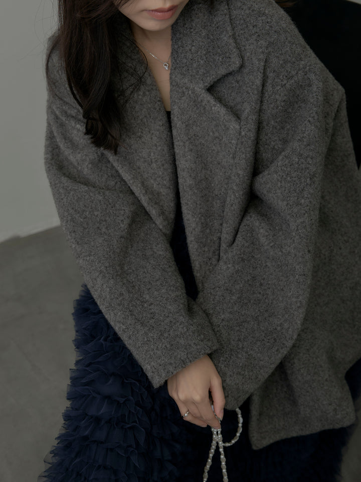 【SET】【Essential】オーバーサイズジャケットコート+ドラマチックフリルチュールスカート(2set)