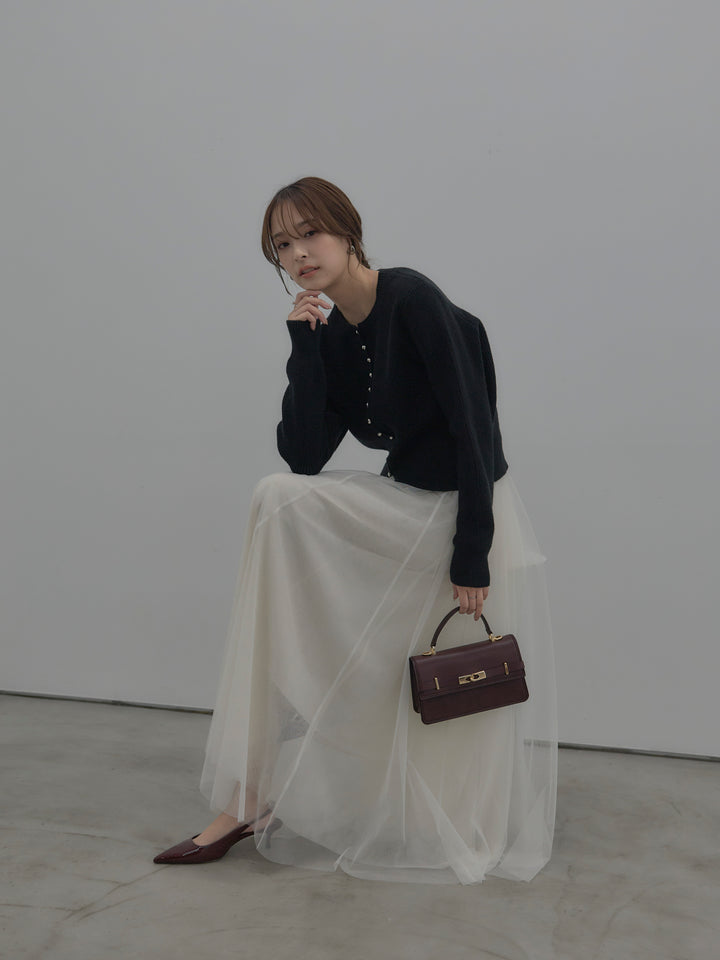 メタルボタンリブニットカーディガン