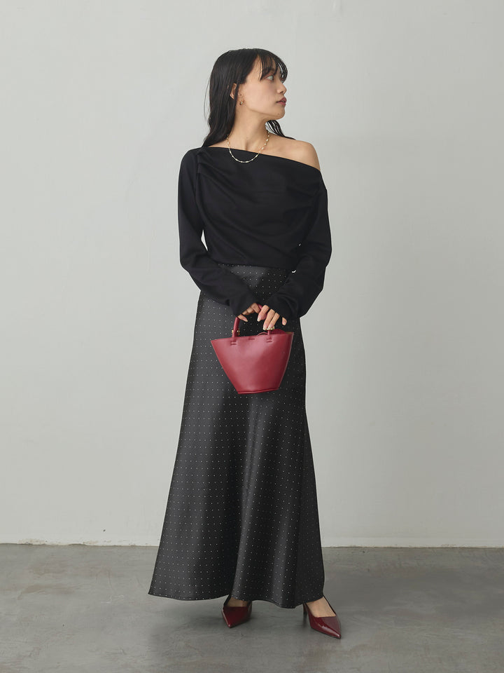 【Essential】2wayショルダードレープカットトップス