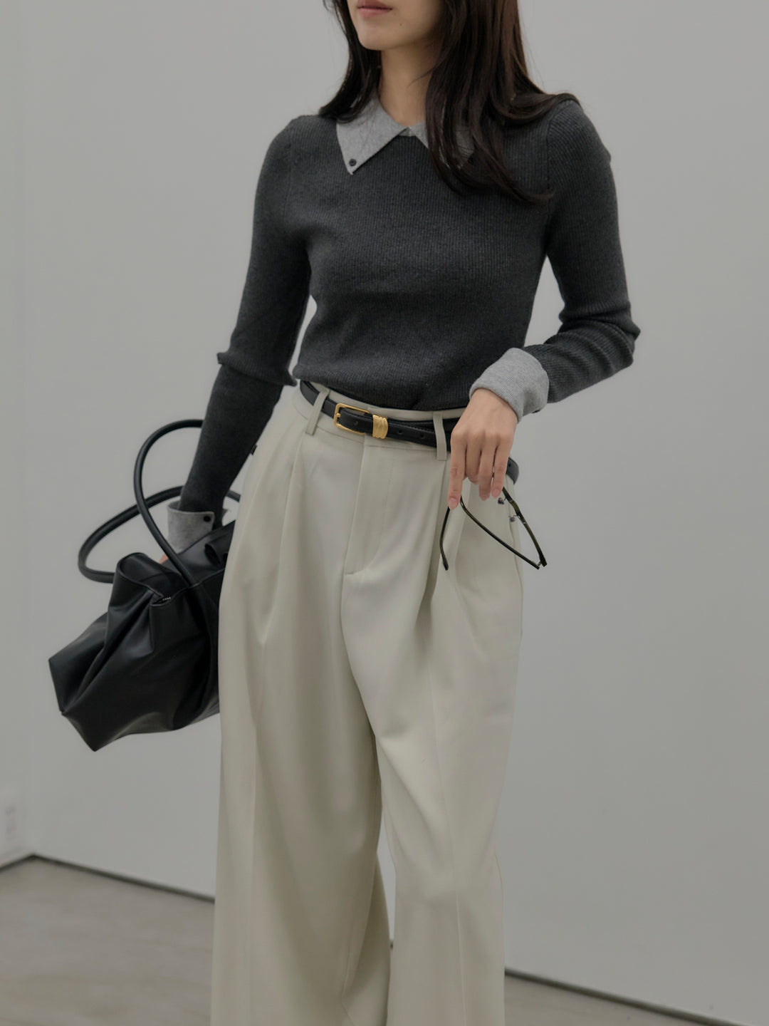 配色カフスニットポロ