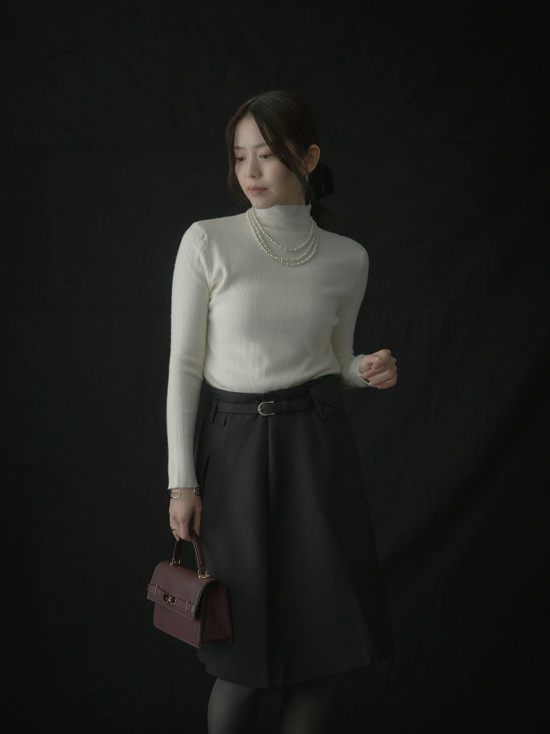 ウエストポーチ付きミディスカート