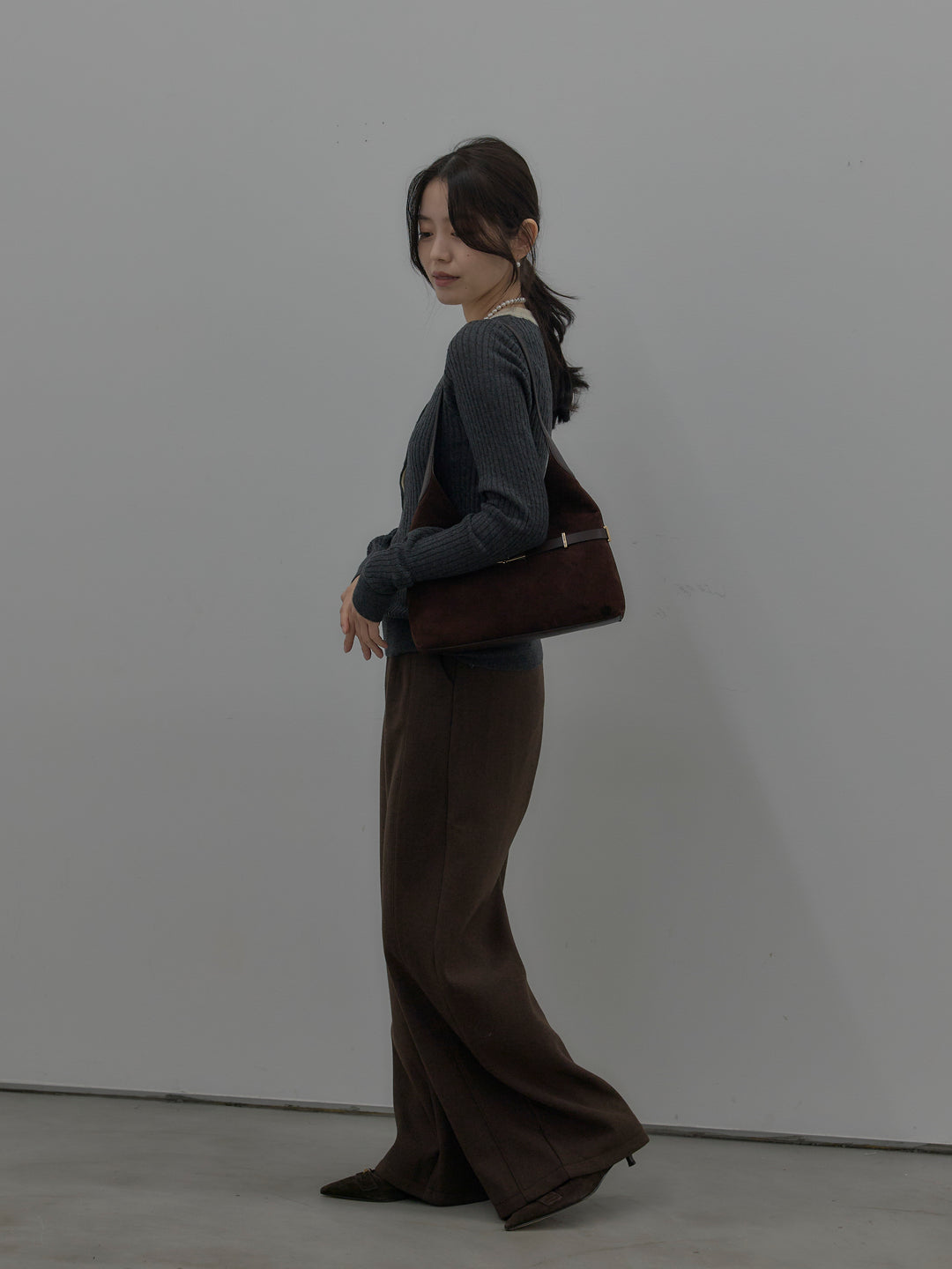 裏起毛デザインワイドパンツ