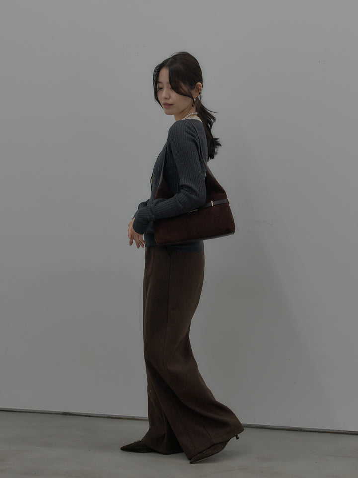 裏起毛デザインワイドパンツ