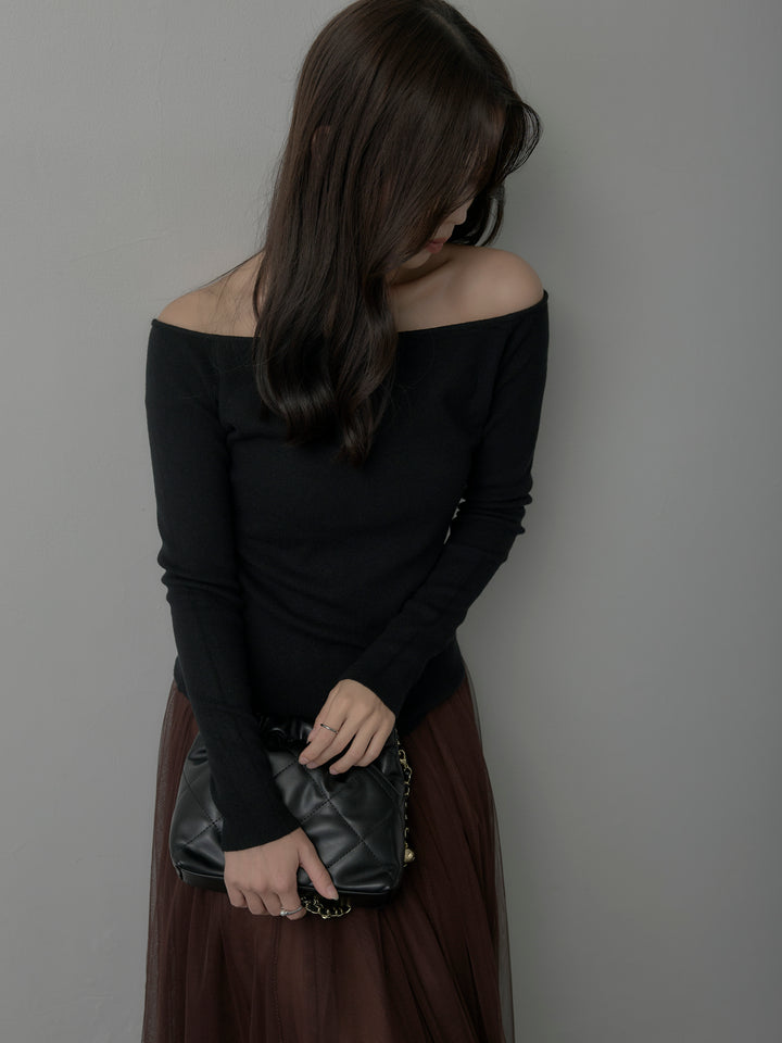 【SET】2wayリブニットポンチョトップス+ボリュームチュールスカート(2set)