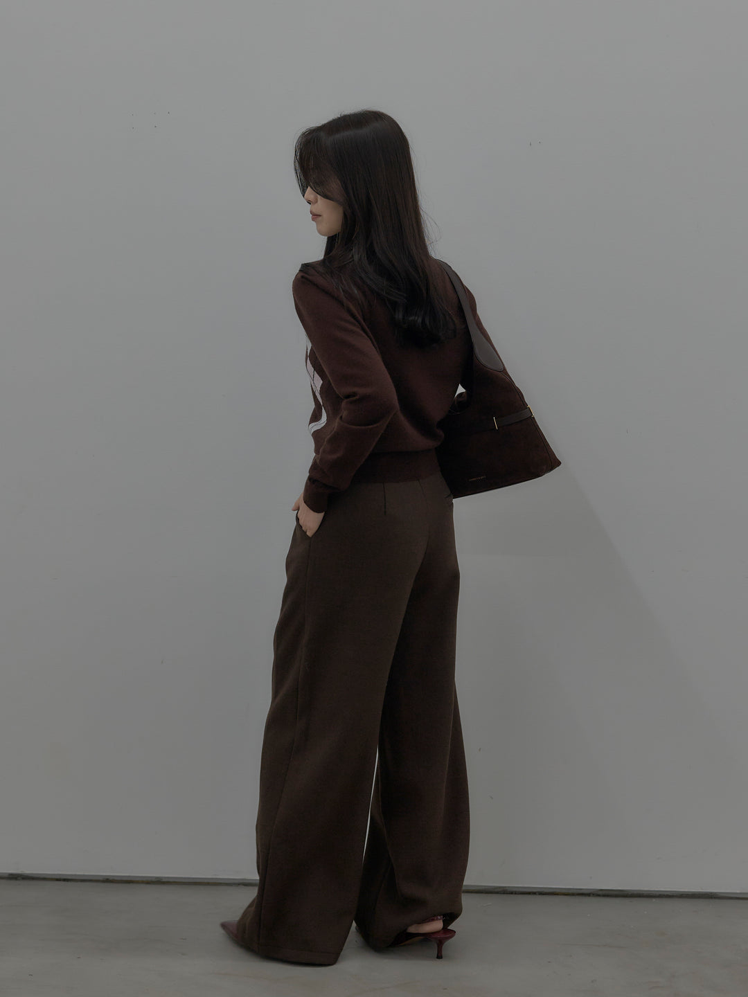 裏起毛デザインワイドパンツ